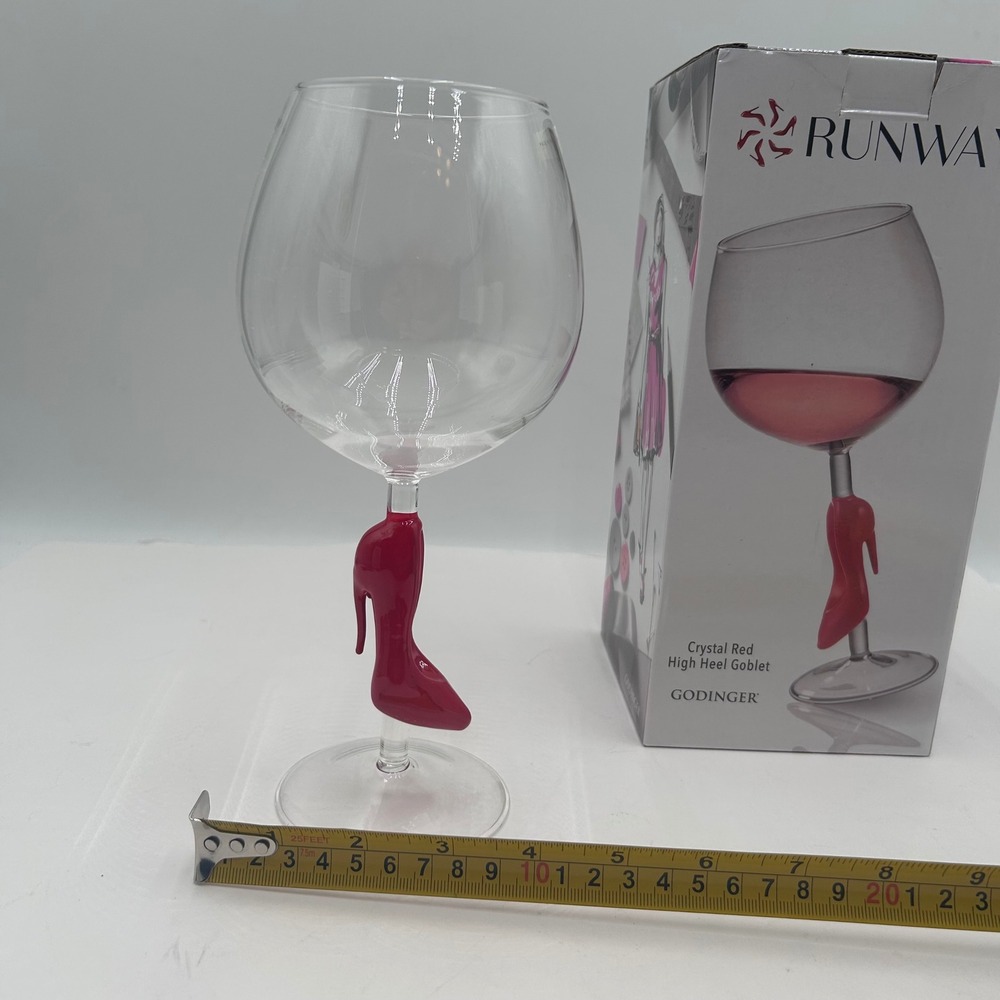 Godinger Runway Crystal Red High Heel Stiletto Wine Glass Goblet 20oz NEW - Picture 6 of 11